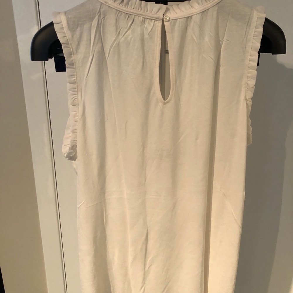 Ann Taylor Loft mixed media ruffle shell NWT - Picture 2 of 3